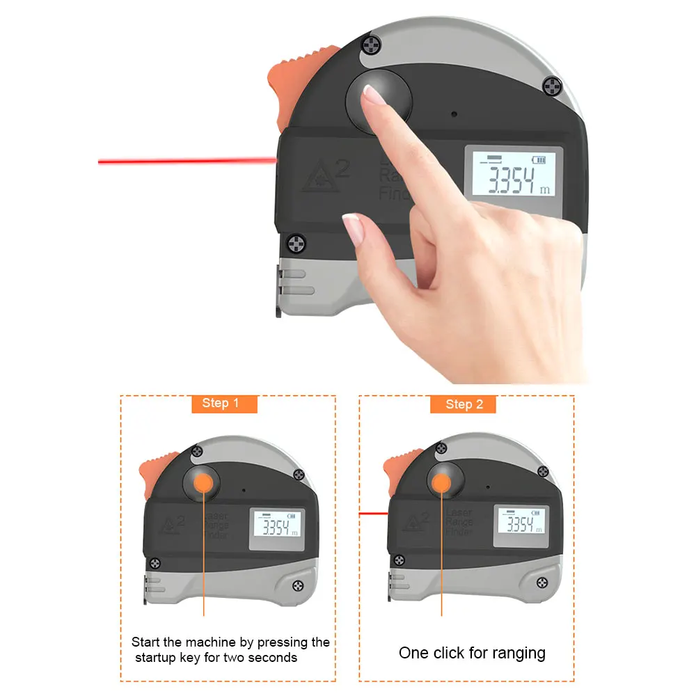30M/40M Laser Tape Measure 2-in-1 Digital Laser Measure Laser Rangefinder with LCD Digital Display,Magnetic Hook 5M Range Finder
