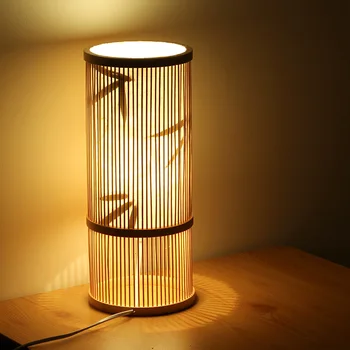

New Chinese Style Desk Lamp Led E27 Bamboo wood Reading Bedside Lamps Dimmable Table Lamp Modern For Bedroom Study Livingroom