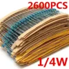 2600pcs 130 Values 1/4W 0.25W 1% Metal Film Resistors Assorted Pack Kit Set Lot Resistors Assortment Kits Fixed capacitors ► Photo 1/6