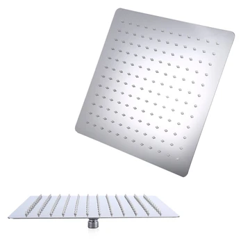 

Shower Head Square Stainless Steel Ultra-Thin Shower Nozzle Rainfall Bathroom Family Pack Wall-Mount Top Roof