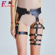 Сексуальные женские кожаные подвязки готические регулируемые пастельные черные подвязки эротические рейв поясной ремень Клубное белье женский пояс для чулок