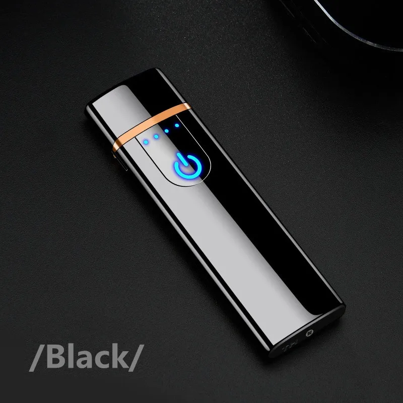 Luxury Black Цифровая печать USB Электронная зажигалка, ветрозащитная турбо Вольфрамовая зажигалка, перезаряжаемый плазменный дуговой фонарь, Новинка - Цвет: Luxury Black
