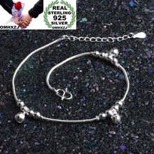 OMHXZJ,, Европейская мода, женский подарок на вечеринку, день рождения, свадьбу, винтажный колокольчик, бусины, 925 пробы, Серебряный кулон, ножной браслет JL09