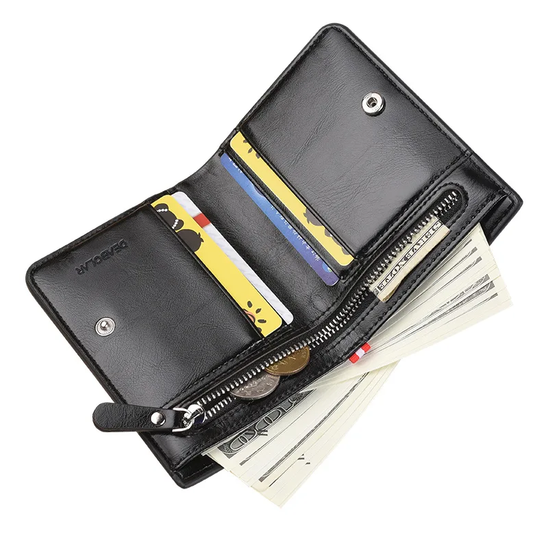 

Fashion Luxury Leather Brand Bilfold Men Wallet with Coin Bag Zipper Small Money Purses Dollar Slim Purse Money Clip Wallet