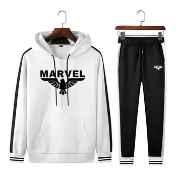 

2020 spring and autumn men's sportswear fashion logo hooded sweatshirt drawstring suit brand casual sportswear two-piece suit