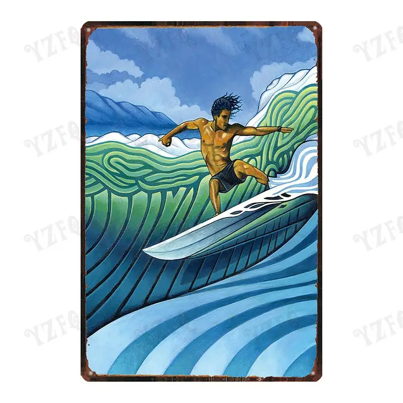 Surf Aloha Hawall винтажная жестяная вывеска хула пляж металлическая пластина для стены паба кафе домашнего искусства Ремесло Декор Куадрос DU-4007A - Color: DU-4008