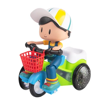 

Cartoon Stunt Tricycle Hand-Eye Coordination Outdoor Kid Gift with Sound Light 360 Degree Rotating Electric Toys