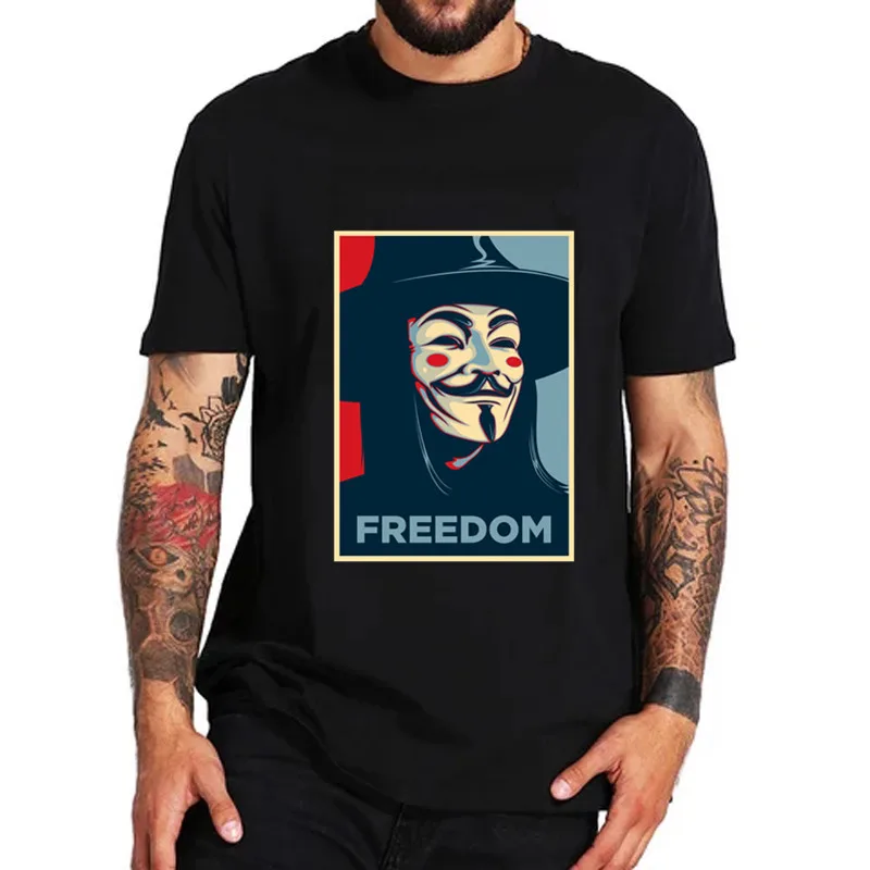 Черные футболки V For Vendetta анонимная маска Гай Фокс вдохновил свободу революции