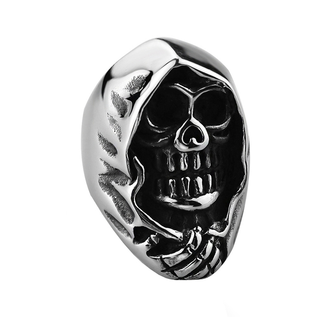 Punk Ring For Men Retro Skeleton Devil Male Ring Skull Adjustable Exaggeration  Snake Captain