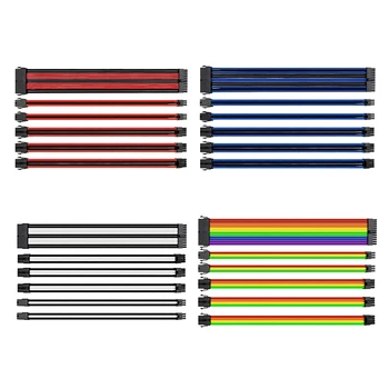 

30cm 12 inch PC Computer Sleeved Extension Power Supply Cable Kit 18AWG 24Pin ATX 4+4Pin EPS 6+2Pin PCI-e 6Pin PCI-e psu cables