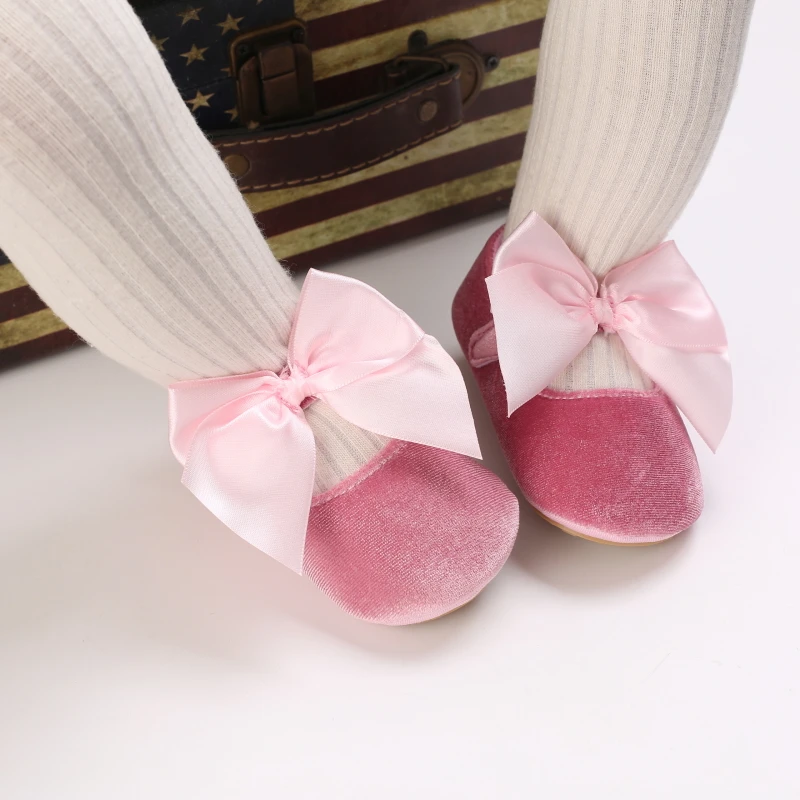 Infant Newborn Baby Girls Princess Non-Slip Floral Border Shoes Toddler Baby Soft PU Leather Prewalker Shoes Solid First Walkers