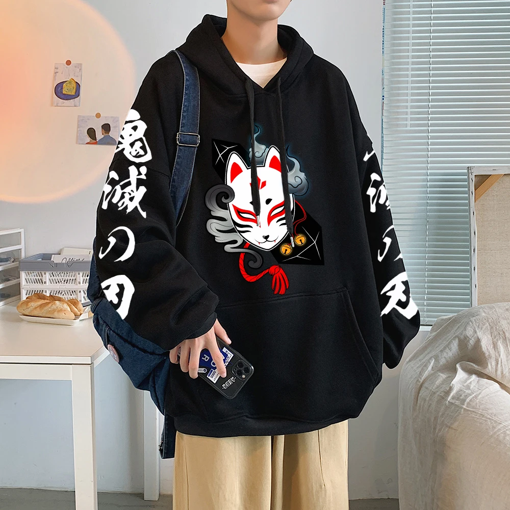 Anime Demon Slayer Hoodie Men and Women Print Pullovers Harajuku Sweatshirts Long Sleeve Loose Streetwear Hoodie Tops