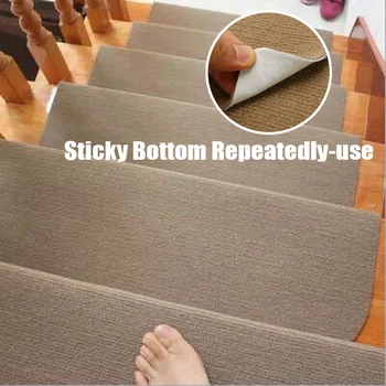 

5pcs/Set Self-adhesive Home Replacement Non-slip Stair Carpet Mats Staircase Step Rug Cover Mat Pads