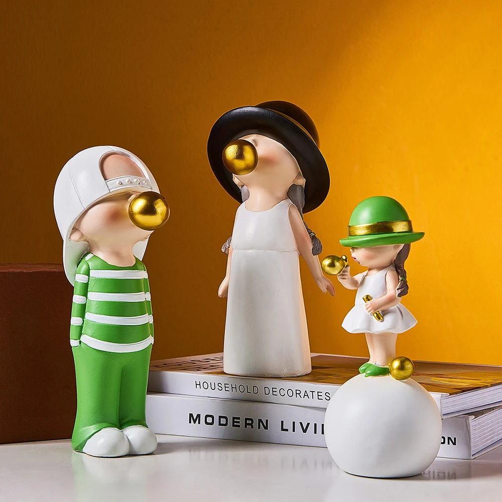 Современная статуя из смолы для девочек подарок салона скульптура украшения