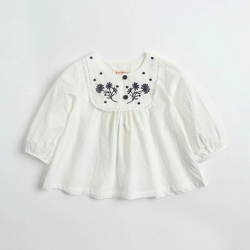 

Idea Girls' Shirt 2018 New Style Shirt Korean-style Solid Color Cotton Baby Spring Tops Fashion Dress Infant 6065