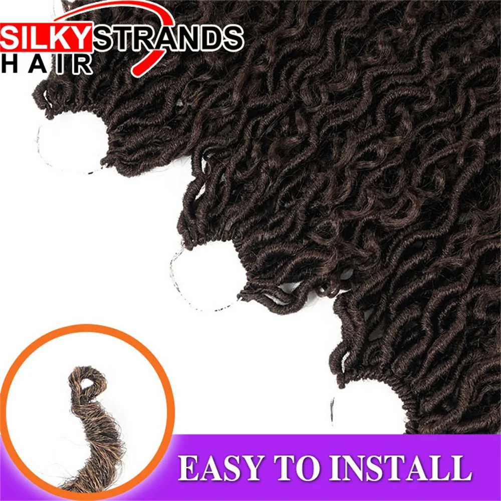 Afro Synthetic Curly Twist Hair Ombre Goddess Locs Crochet Hair Extensions Locks Crochet Braids For Black Women 24 Strands