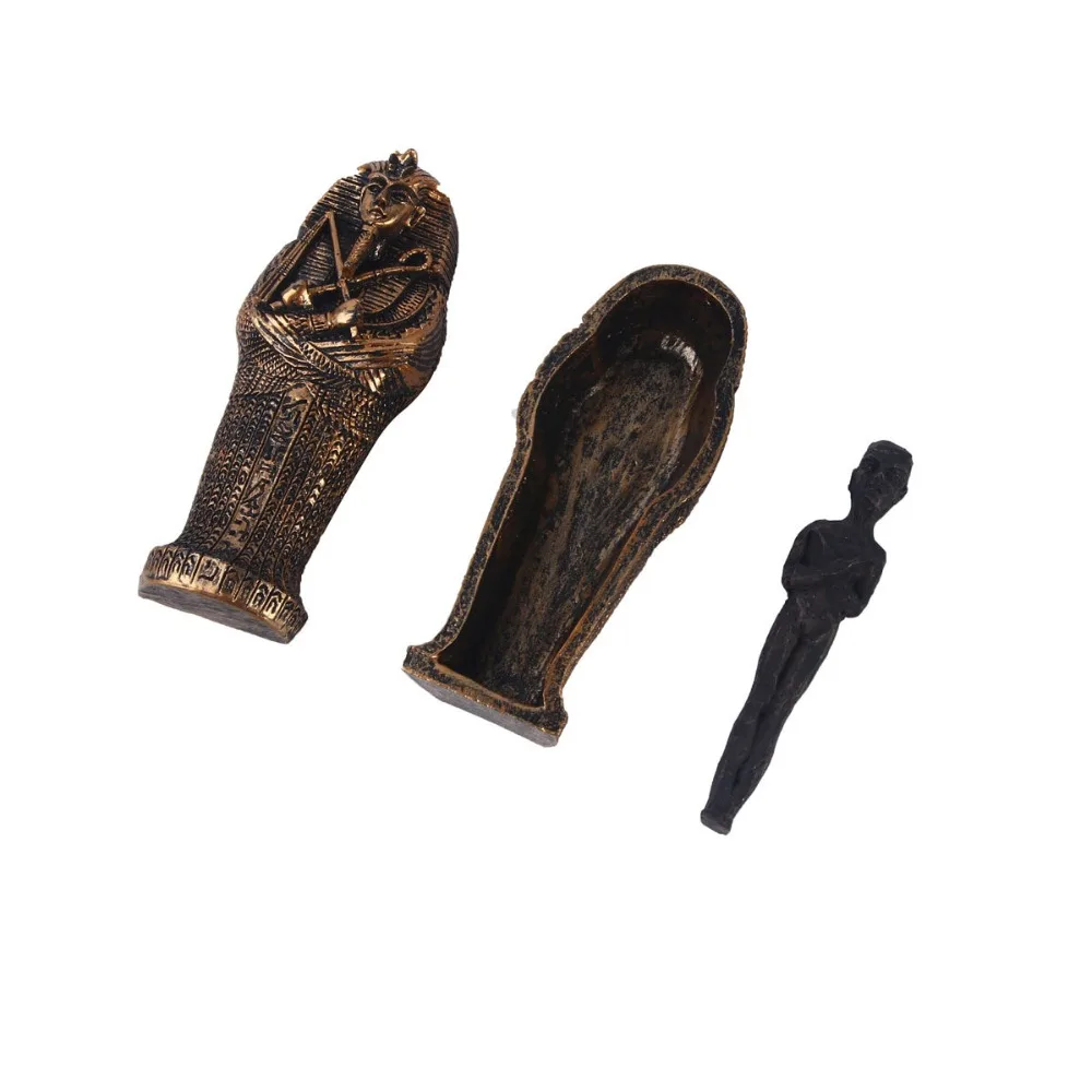 [MGT] египетская черная Мумия Статуэтка W/гроб из смолы для домашнего декора египетская Статуэтка Статуя миниатюрная рукоделие коллекционные вещи