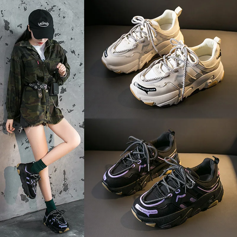 

Women's Heels Womens Trainers Sneakers Mesh Platform Woman 2019 Woman's Shoe shoes Korean Ladies Shoes Running Breathable Thick