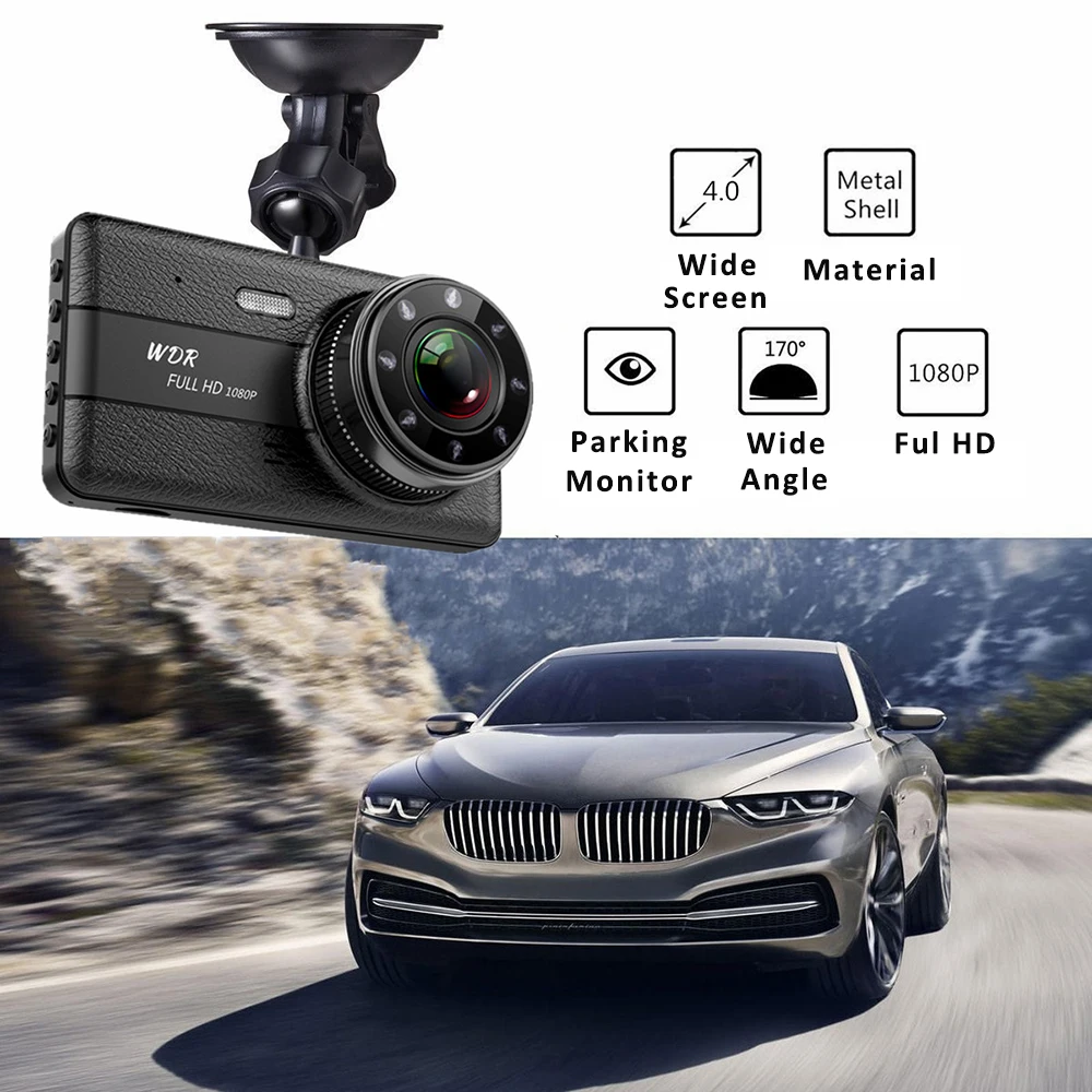 Автомобильный видеорегистратор 4 0 Full HD 1080P с двумя объективами и камерой заднего
