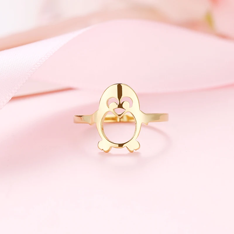 Gold DOTIFI для мужчин и женщин кольца милый Пингвин QQ Arctic Animal 316L Нержавеющая сталь Золото и серебро кольцо вечерние ювелирные изделия подарок E53 - Цвет основного камня: Gold