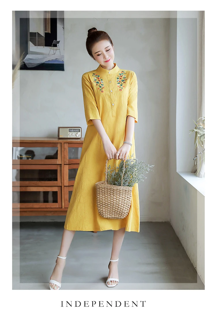 Китайское платье cheongsam qipao классическое женское хлопковое и льняное cheongsam Восточное свадебное платье для невесты вечернее платье - Цвет: color4
