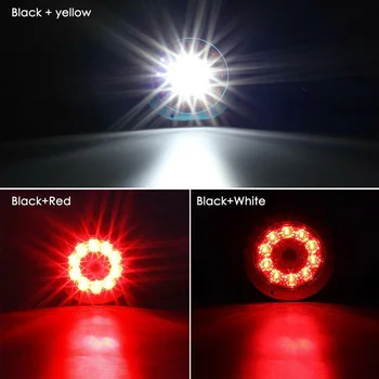 

Red+White Tail Lights Brake Turn Signal Waterproof 4 Inches Trucks Trailers