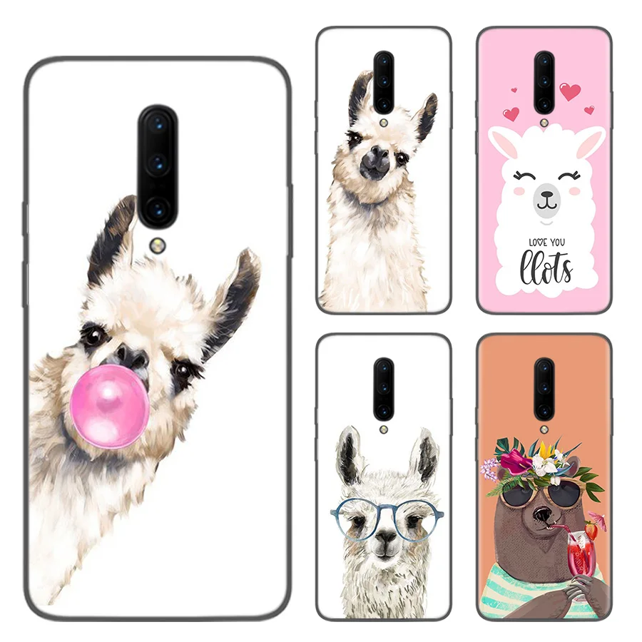 

Lama Llama Alpacas Black Case for Oneplus 7Pro 1+7 Pro 6 6T 5 5T 3 3T Art Gift Patterned Soft Phone Cover Coque