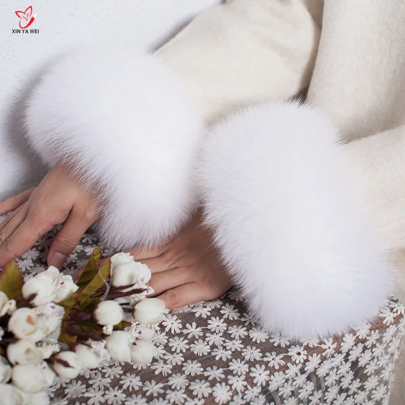 Горячая Мода 1 пара милых рук теплые дамы осень зима лиса рукава с мехом длинные волосы короткие манжеты сплошной многоцветный