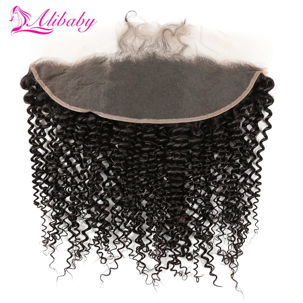 

Alibaby Brazilian Lace Frontal Kinky Curly Hair Non Remy 13×4 Frontal Closure 100% Human Hair Natural Color Swiss Lace Frontal