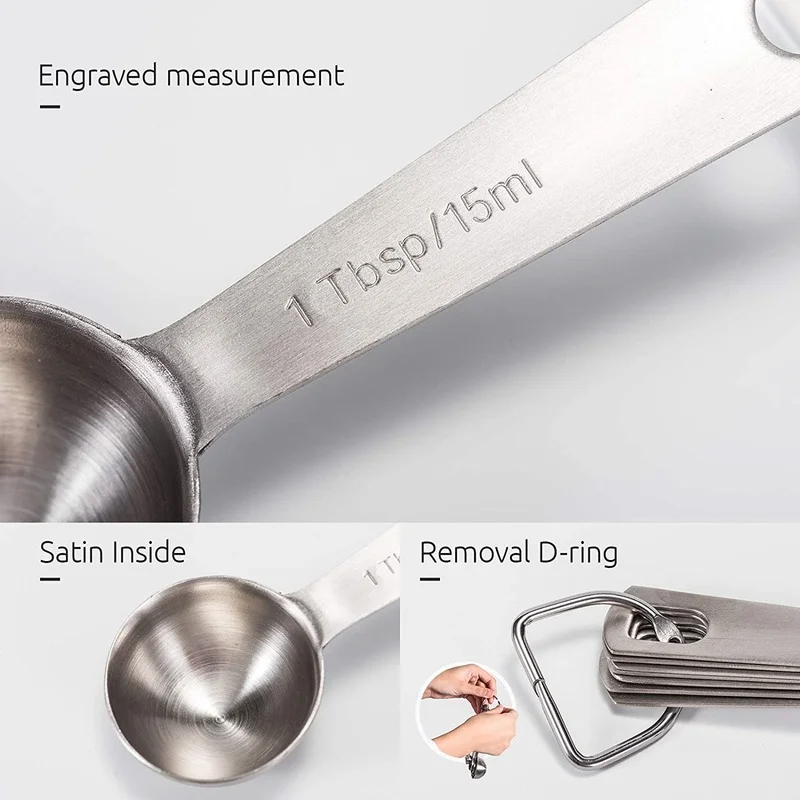 Stainless Steel Measuring Spoons Set of 7 Stackable Measure Spoon for Dry  and Liquid Ingredients Etched Marked Baking Cooking Sp - AliExpress