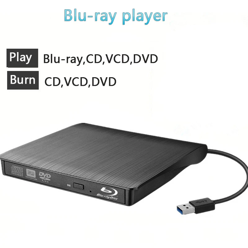 Lecteurs Blu-ray GENERIQUE Lecteur optique externe noir usb 3. 0 bd-rom  blu-ray 4k 3d cd/vcd/dvd graveur pour ordinateur de bureau/notebook