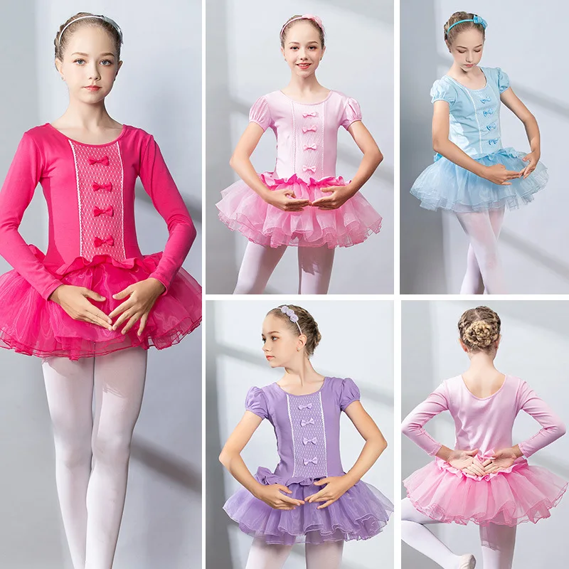 

Short sleeve Children Kids Dancing Ballet Tutu Dress long sleeve Girls Ballet Dancewear Dress Leotard Ballerina Dancing Clothes