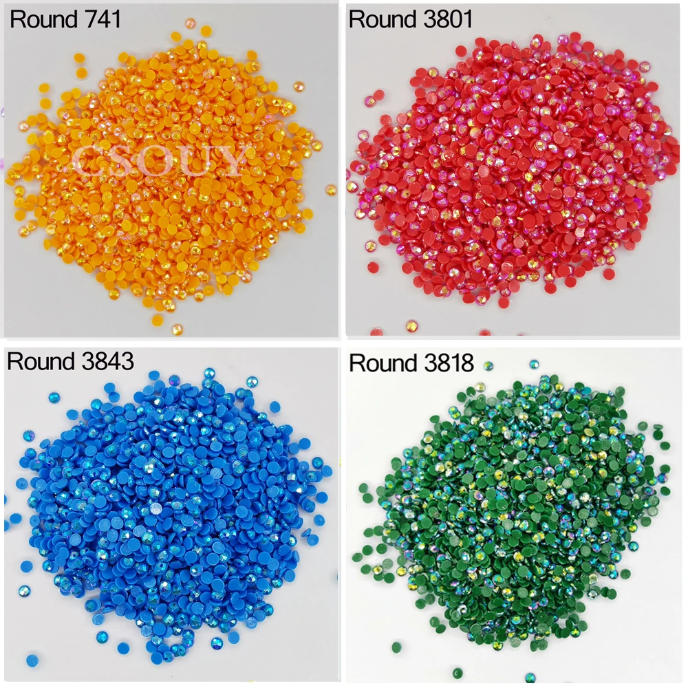 

AB Round Color Stone Round Drills For DIY Diamond Painting Embroidery Rhinestones Colorful Mosaic Home Decor Needllework AB 3865