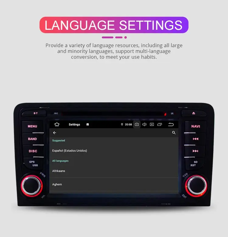 Sale Besina 2 Din Car Radio Android 9.0 Car DVD Player For AUDI A3 S3 2002-2011 GPS Navi Steering Wheel Multimedia Auto Audio Canbus Video Stereo WIFI 4G RAM 64G ROM 11