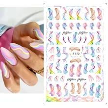 

Color Wave Line Flower Water Nail Stickers Snake Image Sketch Abstract Sexy Girl Nail Art Decor Sliders Manicures For NEW
