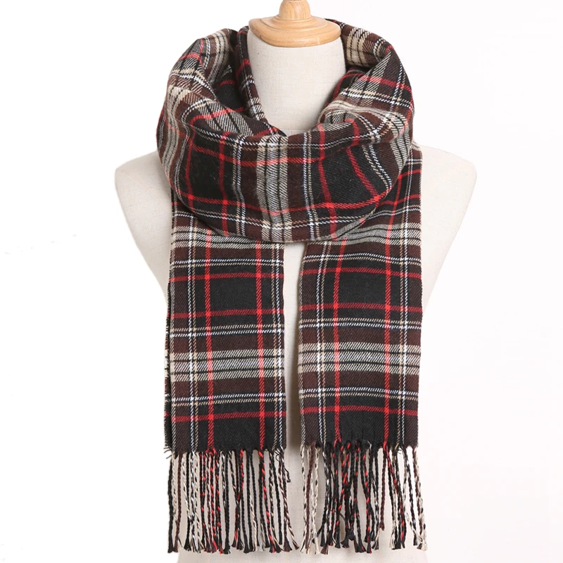 Plaid Winter Scarf Women Warm Foulard Solid Scarves Fashion Casual Scarfs Cashmere Bufandas Hombre - Цвет: 34