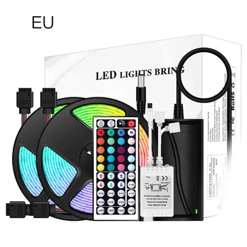 

EU/US Led Strip LED light lamp with 5050 epoxy glue waterproof lamp 44-key RGB light strip set colorful lights for Home bedroom
