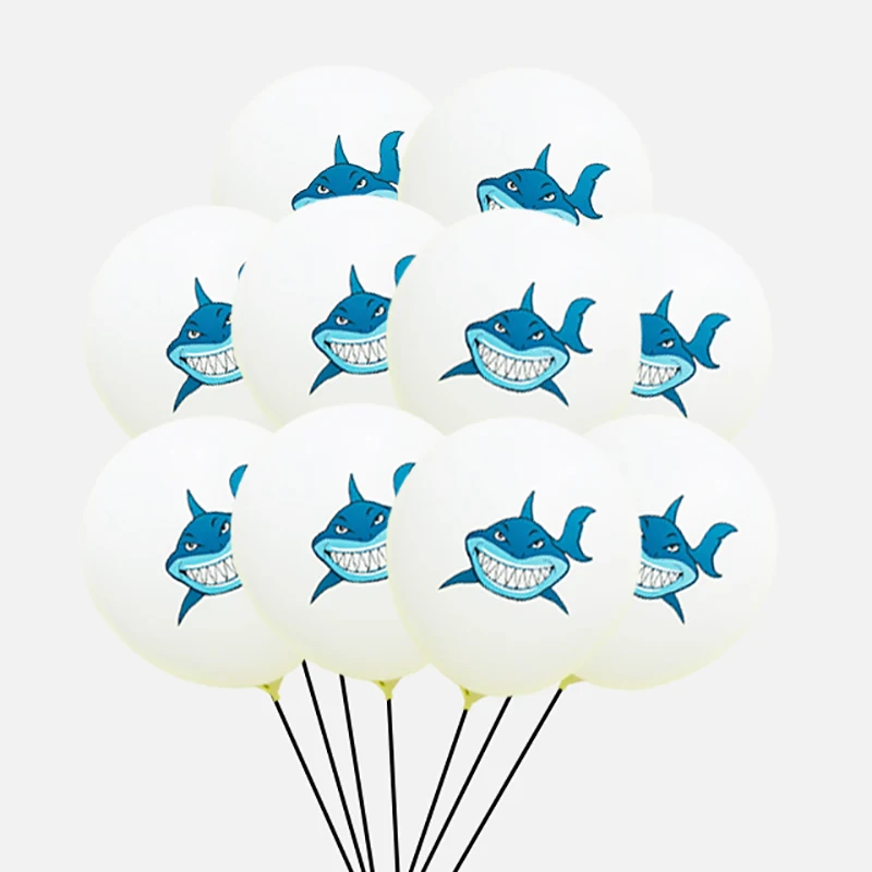 15Pcs 12inch Shark Latex Balloons Mix Confetti Ballonsbaby Shower