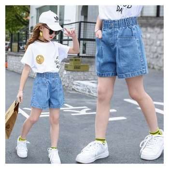 

Fashion Girl Short Princess Jeans Shorts Summer Kids Loose Elastic Waist Short Denim Shorts For Children Pants Girls Shorts