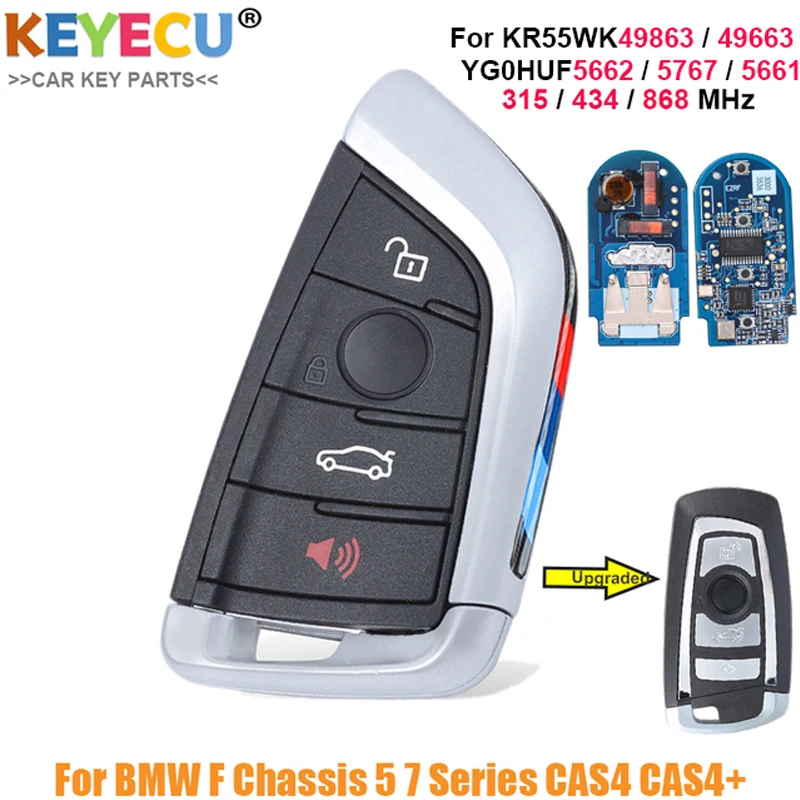 KEYECU CAS4 Black дистанционный ключ-брелок от машины 4 Button 315/434/868MHz для BMW 1 2 3 5 6 7 Series X1 X3 F