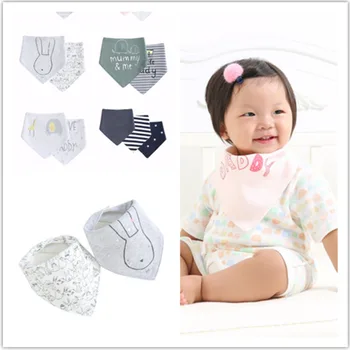 

2 Piunids/lot Baby Waterproof Bib Bag With Neonatal Unisex Cotton Scarf Boy/girl Baby Food ACC Saliva Antibacterial Cartoon Bibs