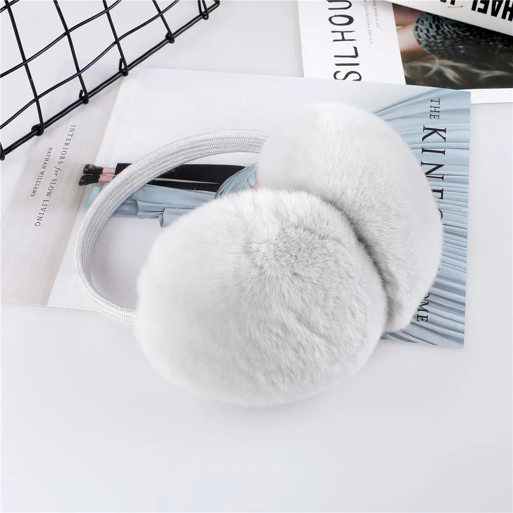 Warm Earmuffs Fur Earmuffs Unisex Women Winter Rex Rabbit Fur Double Sided