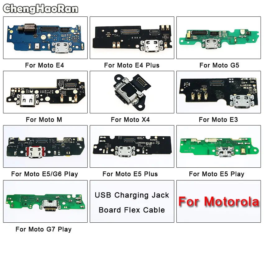 

ChengHaoRan USB Charging Jack Dock Board For Motorola E3 E4 E5 Plus G5 G6 G7 Play M XT1662 X4 Charger Port Connector Flex Cable