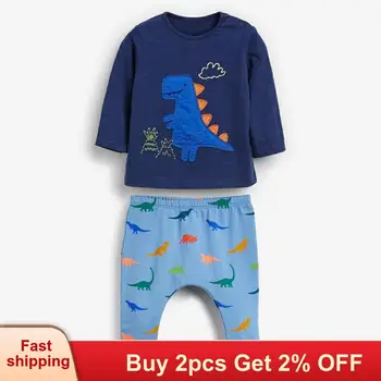 

Mayfair Cabin spring Baby Clothing Fashion Autumn Newborn Cartoon Dinosaur Infant Baby Boy Girl Unisex T shirt Tops+Pants 2PCS