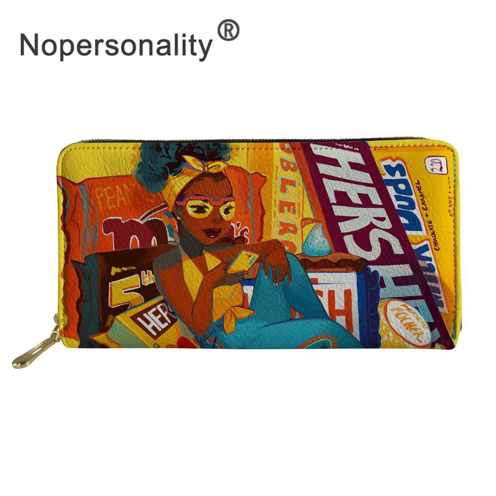 Nopersonality Прекрасный черный кошелек с принтом для девочек Женский кошелек держатель для мобильного телефона карман из искусственной кожи женский кошелек клатч женский кошелек