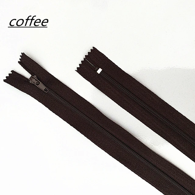 10pcs 10-60cm (4inch-24 Inch) Nylon Coil Zippers Tailor Sewer Craft Crafter's  (20 colors) Coffee
