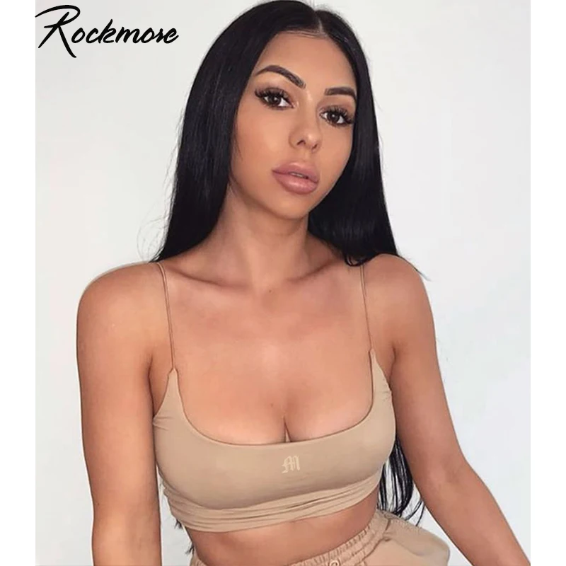 Rockmore топ на бретелях для фитнеса, женский топ с вышитыми буквами, укороченный топ с ремешками, для работы, сексуальная уличная одежда, облегающий жилет для женщин, для ночного клуба