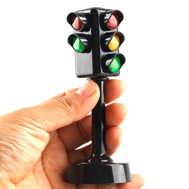 Simulated Two-Sided Traffic Lights Road Sign Lamp Crosswalk Signals with Base Early Learning Toys for Boys & Girls 1