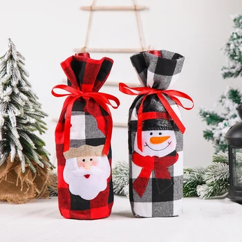 

1pc Christmas Red Wine Bottle Covers Bag Holiday Santa Claus Champagne Bottle Cover Christmas Decorations For Home
