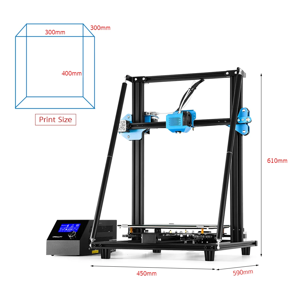 Creality 3D CR-10 V2 3d Принтер Комплект v-образного профиля 300*300*400 мм Бесшумная материнская плата повторная печать нити обнаружения обрыва